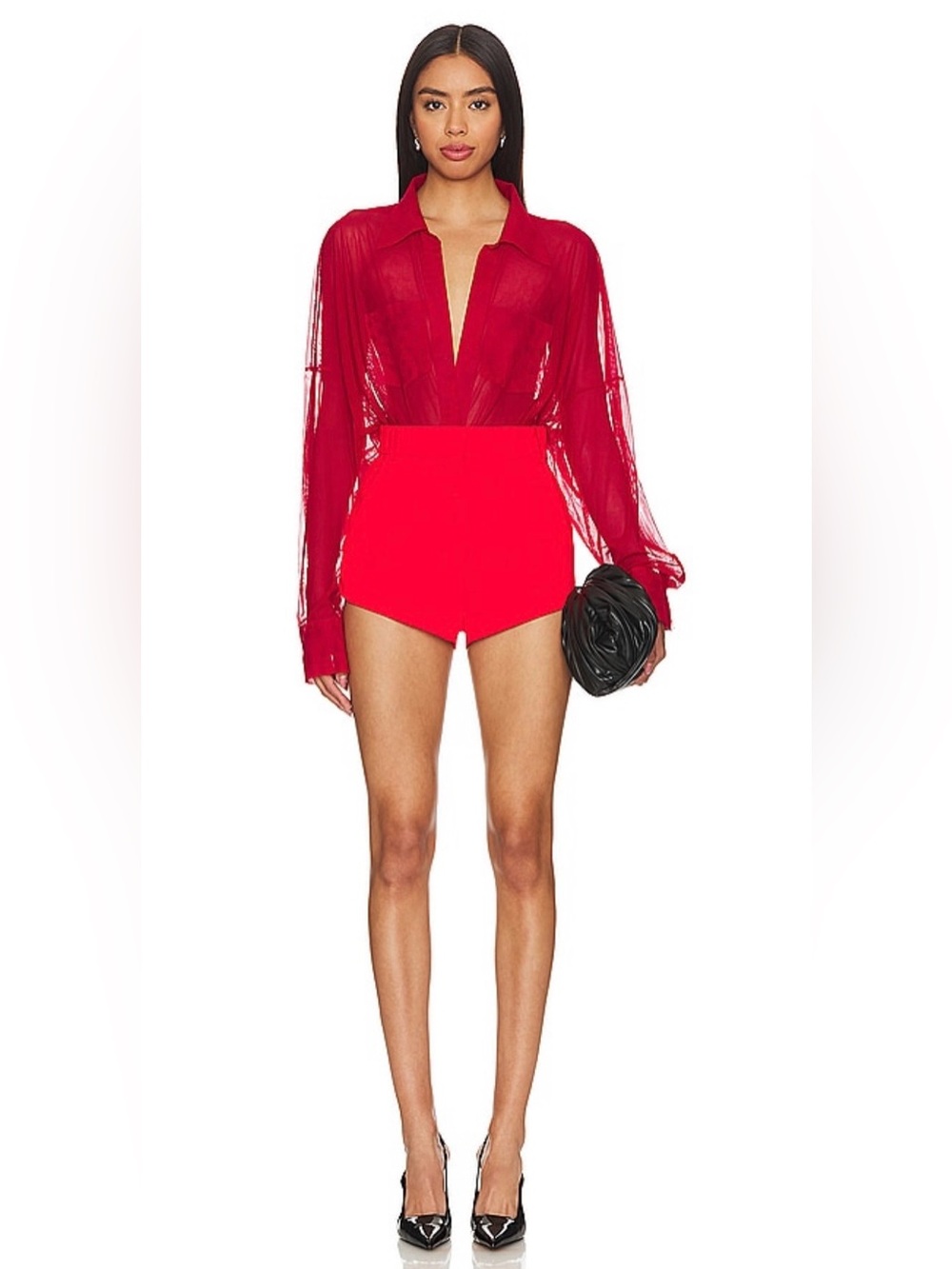 Amanda Uprichard Kelso Shorts M Crimson Red High Rise Tailored REVOLVE